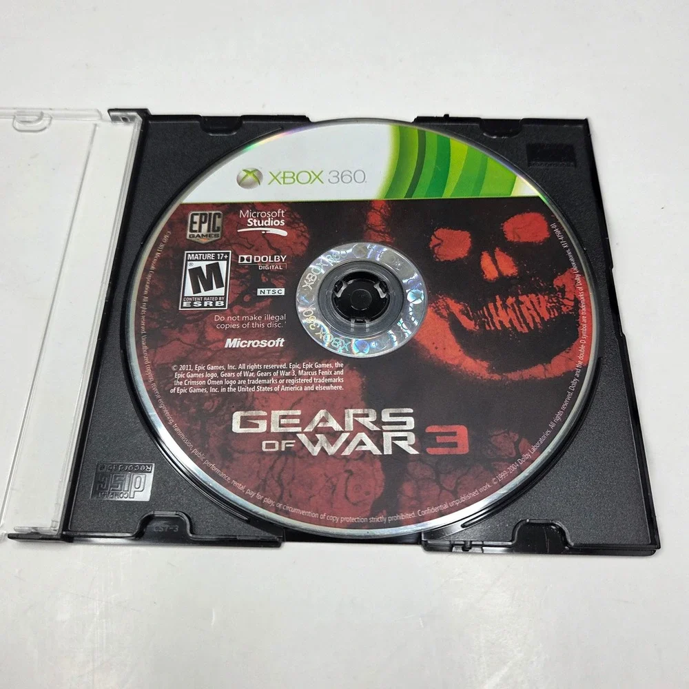 Microsoft Xbox 360 Gears of War 3 Video Game Disc Only GOW 3 Epic Games 2011